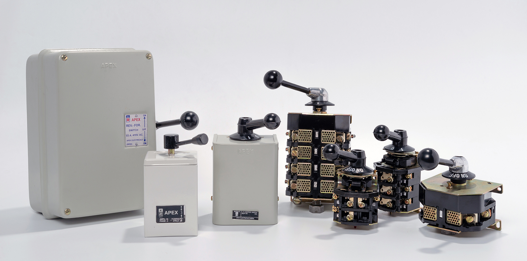 ON-OFF and Changeover control switches for industrial panels